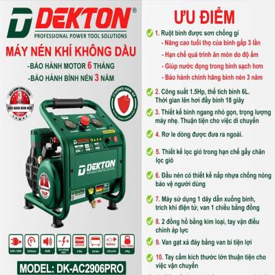 Máy nén khí không dầu 6L Dekton DK-AC2906PRO